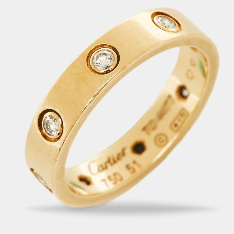 Pre Owned Cartier Love 8 Diamond 18k Yellow Gold Small Model Wedding Band Ring 51