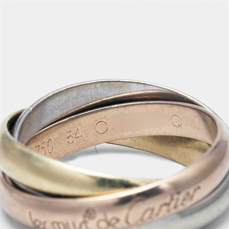 Pre Owned Cartier Trinity 18k Three Tone Gold Ring Size 54