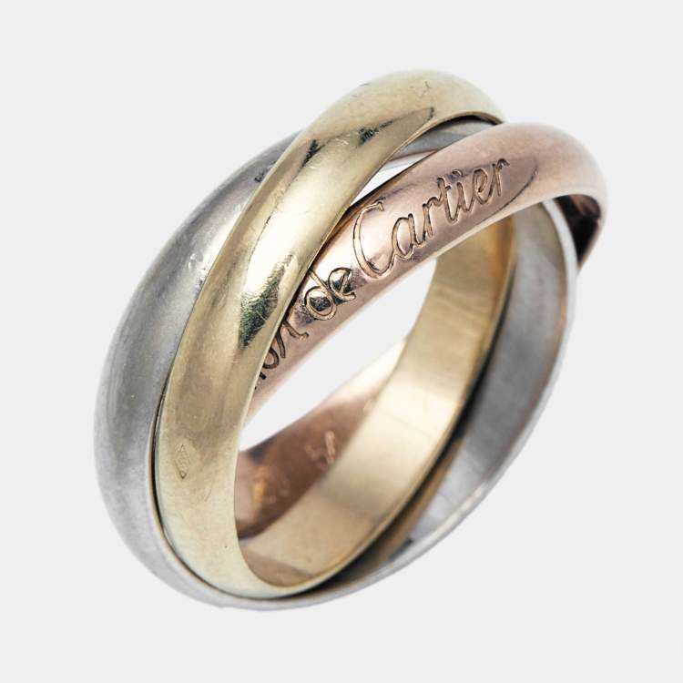 Pre Owned Cartier Trinity 18k Three Tone Gold Ring Size 54
