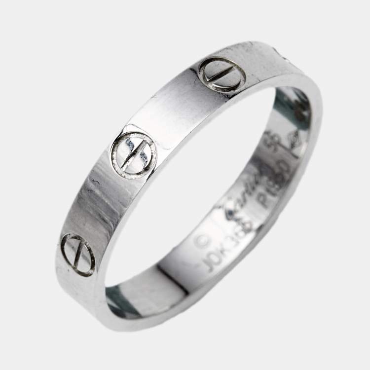 Pre Owned Cartier Love Platinum Small Model Wedding Band Ring Size 56