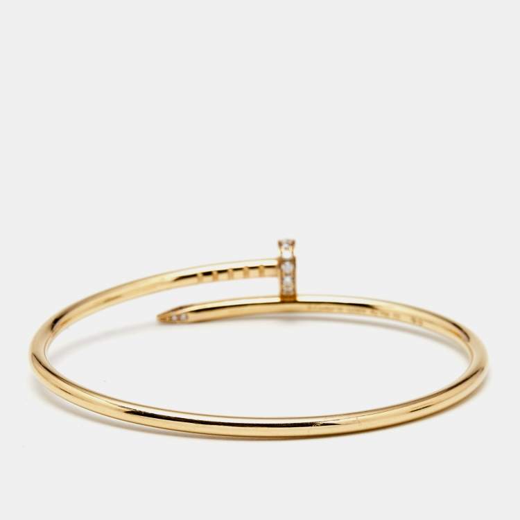 Pre Owned Cartier Juste Un Clou Diamond 18k Yellow Gold Small Model Bracelet 15