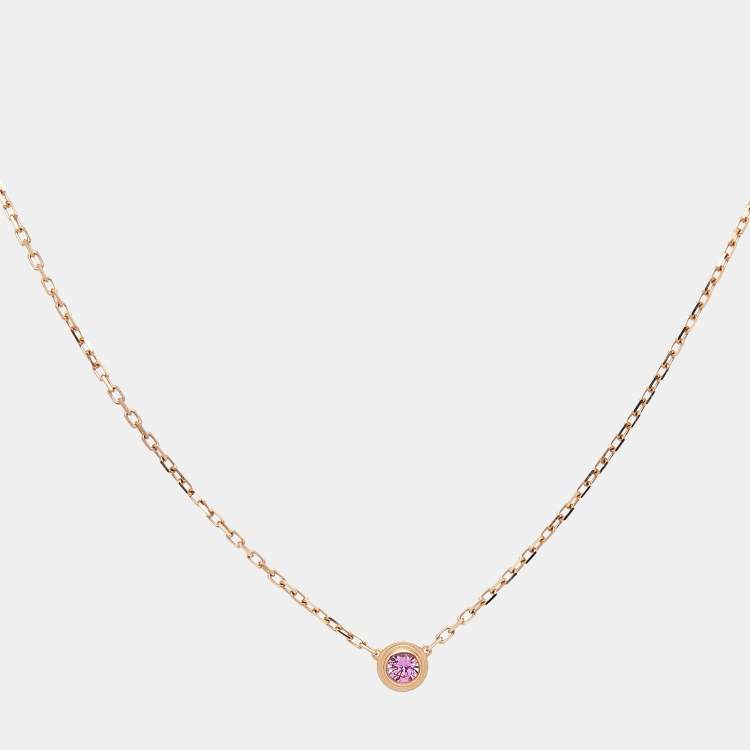 Pre Owned Cartier d'Amour Pink Sapphire 18k Rose Gold Necklace