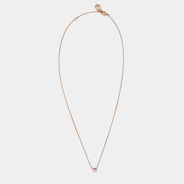 Pre Owned Cartier d'Amour Pink Sapphire 18k Rose Gold Necklace