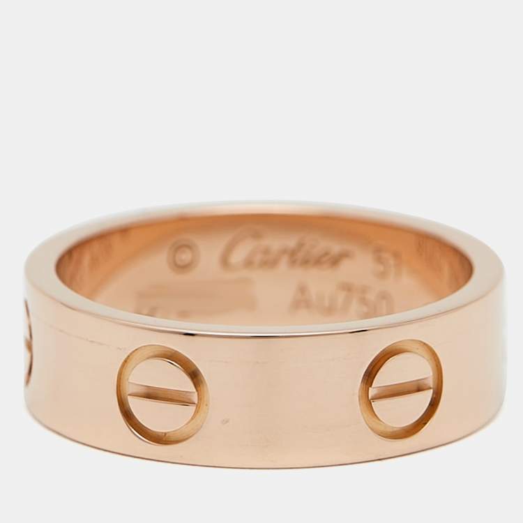 Pre Owned Cartier Love 18k Rose Gold Ring Size 51