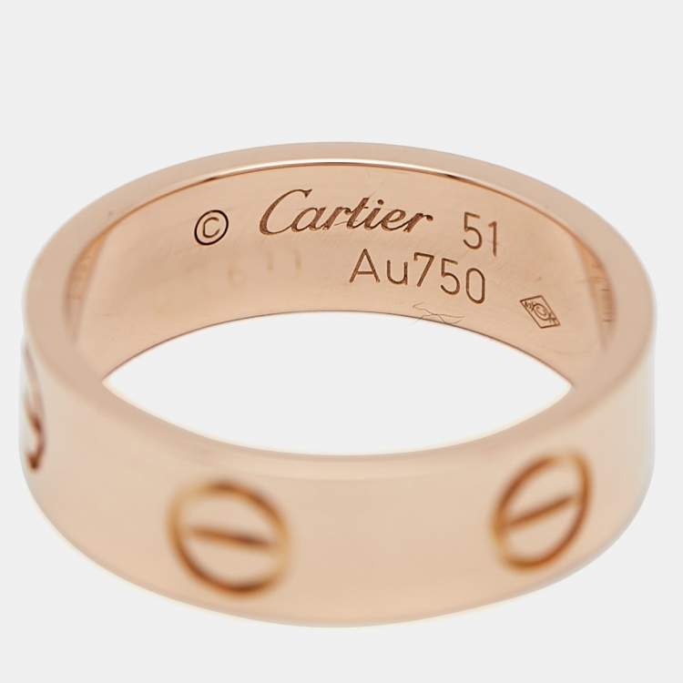 Pre Owned Cartier Love 18k Rose Gold Ring Size 51
