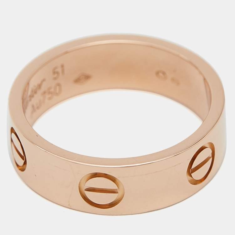 Pre Owned Cartier Love 18k Rose Gold Ring Size 51
