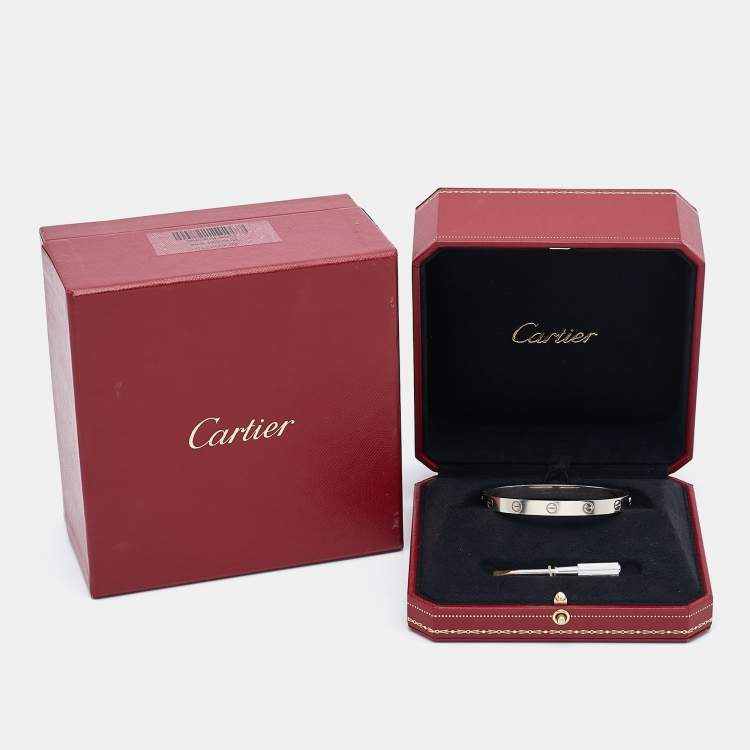 Pre Owned Cartier Love 18k White Gold Bracelet 17