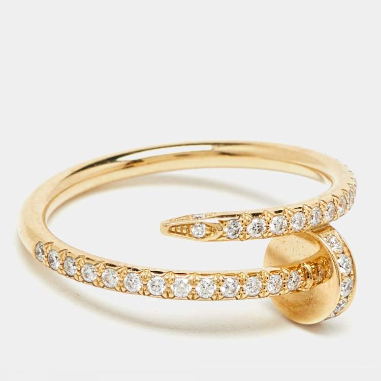Pre Owned Cartier Juste Un Clou Diamond Half Paved 18k Yellow Gold  Ring Size 51