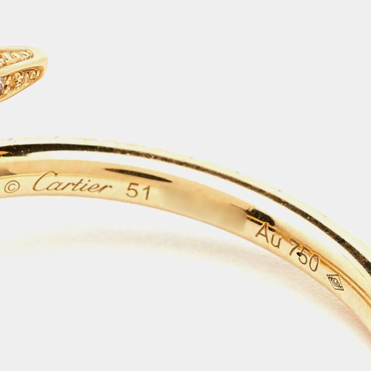 Pre Owned Cartier Juste Un Clou Diamond Half Paved 18k Yellow Gold  Ring Size 51