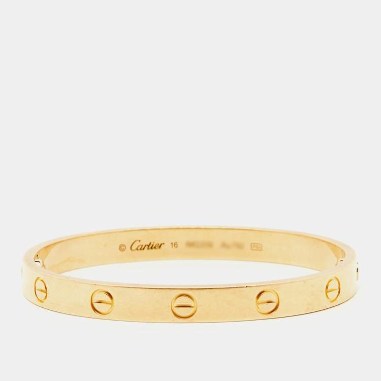 Pre Owned Cartier Love 18k Yellow Gold Bracelet 16 