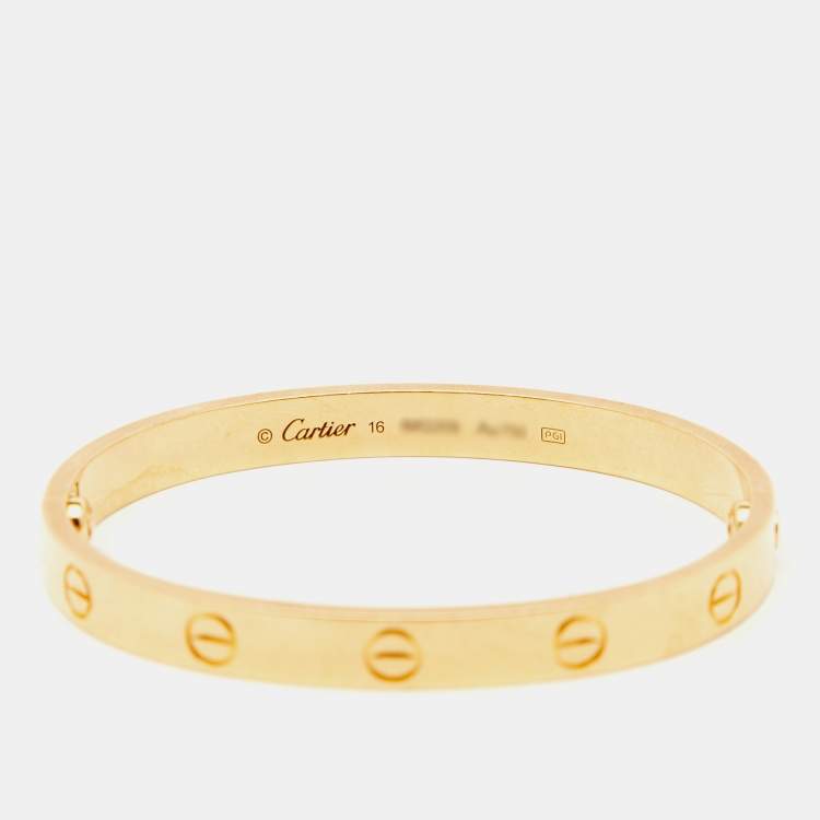 Pre Owned Cartier Love 18k Yellow Gold Bracelet 16 