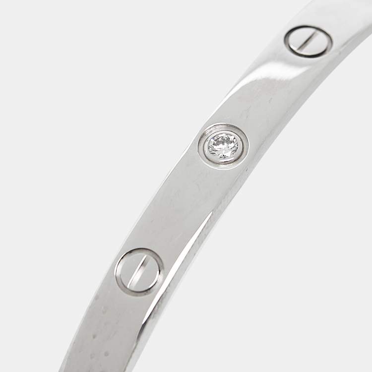 Pre Owned Cartier Love 1 Diamond 18k White Gold Open Cuff Bracelet 17