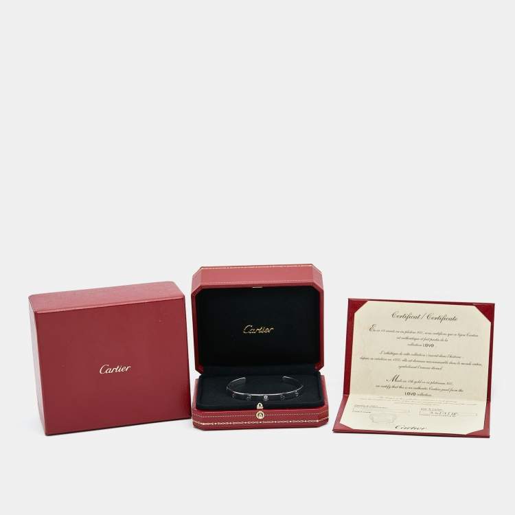 Pre Owned Cartier Love 1 Diamond 18k White Gold Open Cuff Bracelet 17