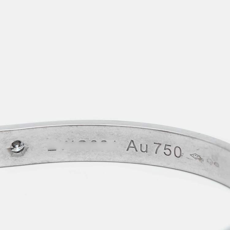 Pre Owned Cartier Love 1 Diamond 18k White Gold Open Cuff Bracelet 17