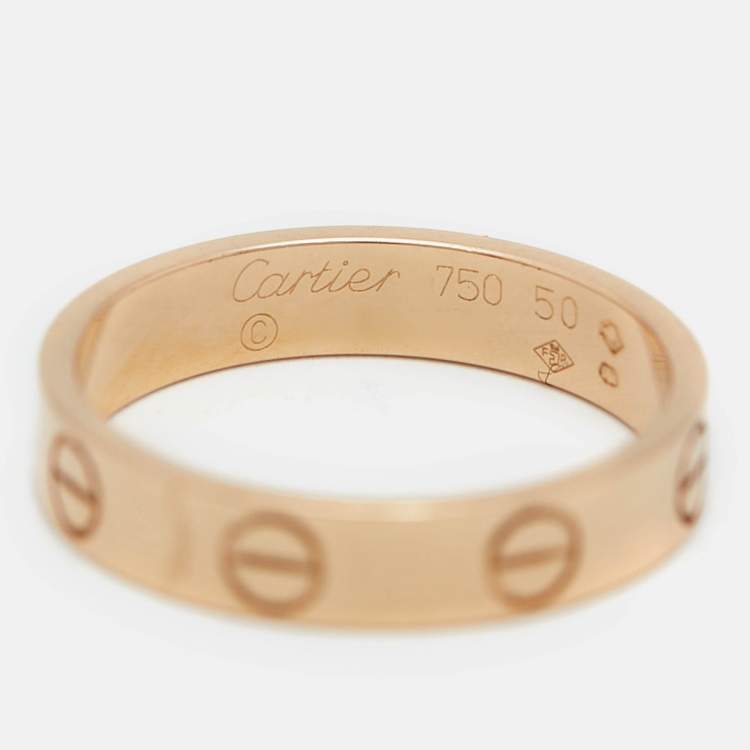Pre Owned Cartier Love 18k Rose Gold Wedding Band Ring Size 50