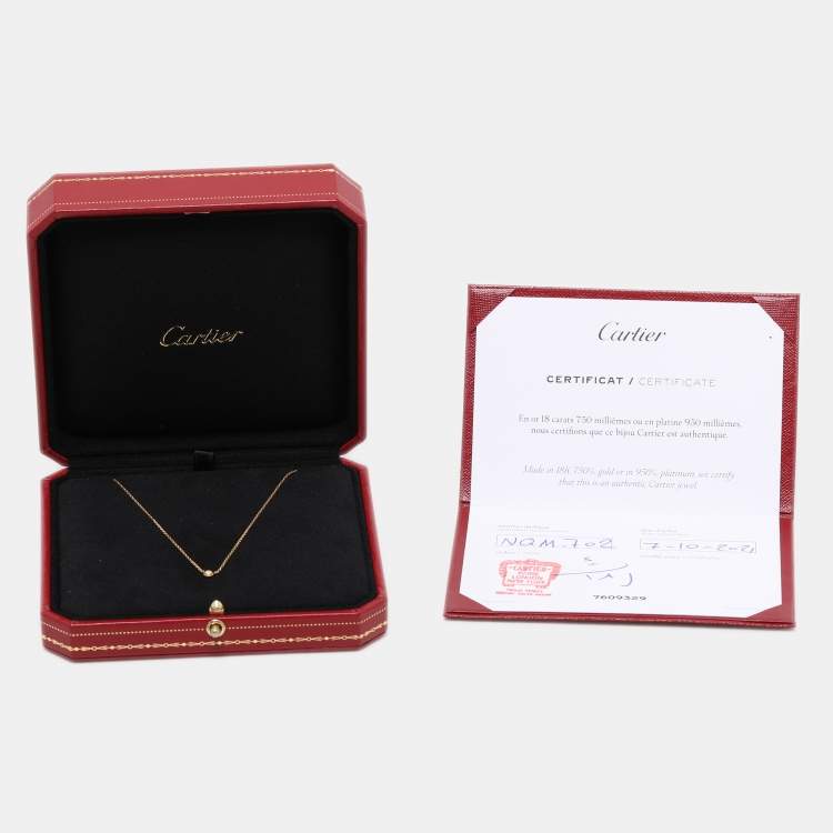 Pre Owned Cartier D'Amour Diamond 18K Yellow Gold XS Model Necklace