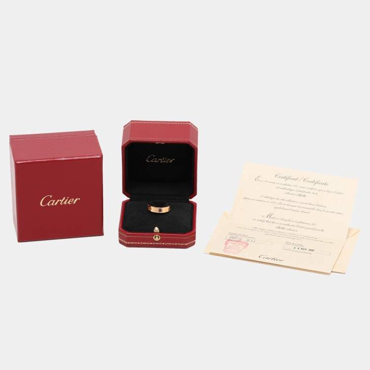 Pre Owned Cartier 18K Yellow Gold and 6 Stone Love Band Ring EU 56