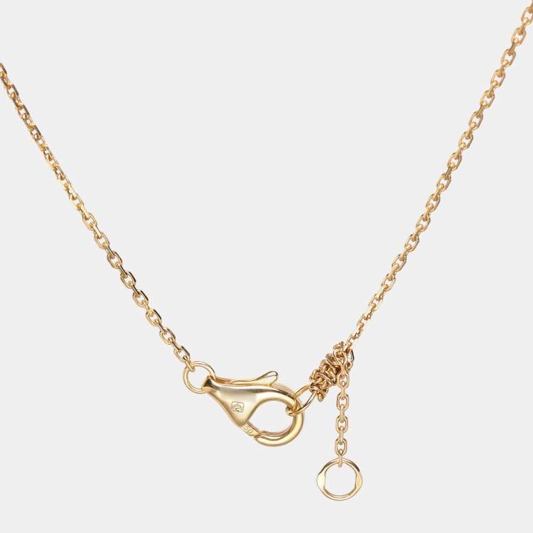 Pre Owned Cartier Amulette De Cartier Mother of Pearl Diamond 18k Yellow Gold XS Model Necklace