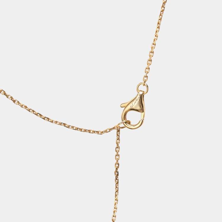 Pre Owned Cartier Amulette De Cartier Mother of Pearl Diamond 18k Yellow Gold XS Model Necklace