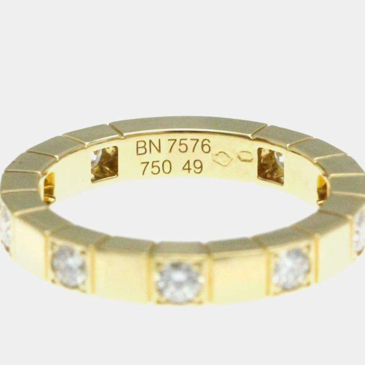 Pre Owned Cartier 18K Yellow Gold and Diamond Lanieres Band Ring EU 49