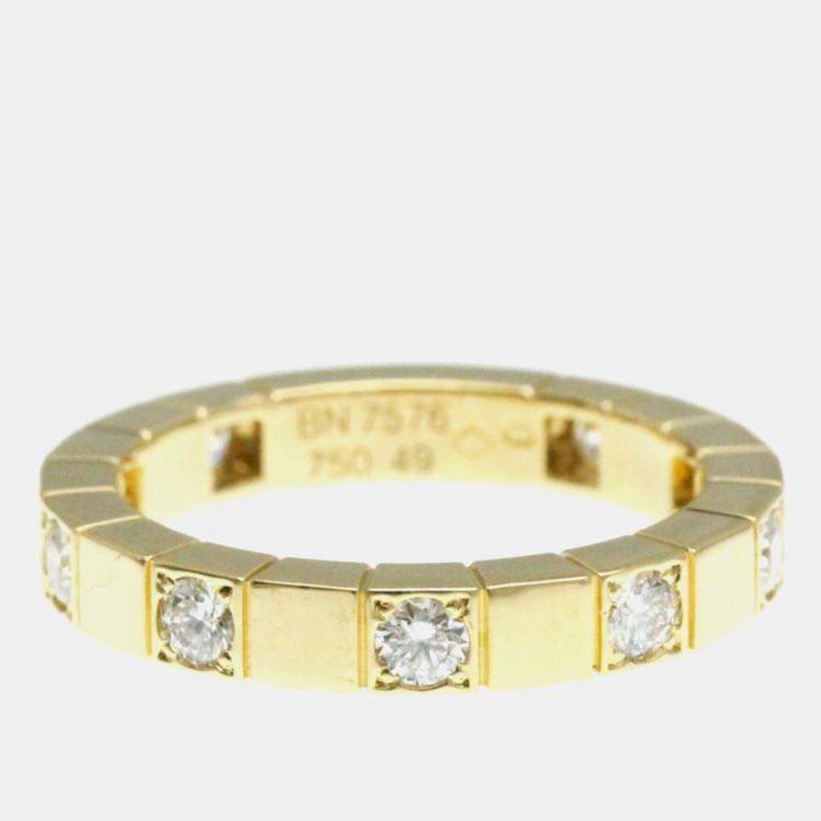 Pre Owned Cartier 18K Yellow Gold and Diamond Lanieres Band Ring EU 49