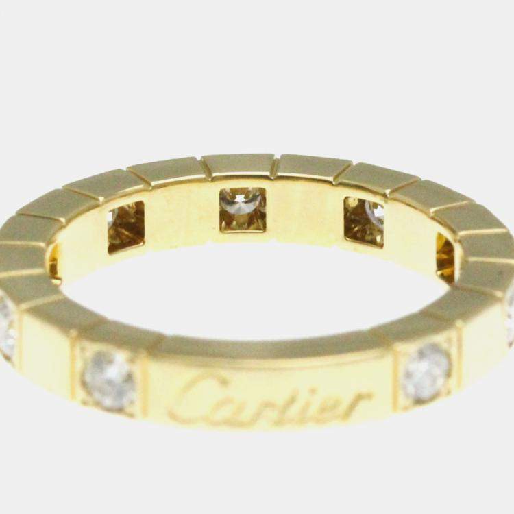 Pre Owned Cartier 18K Yellow Gold and Diamond Lanieres Band Ring EU 49