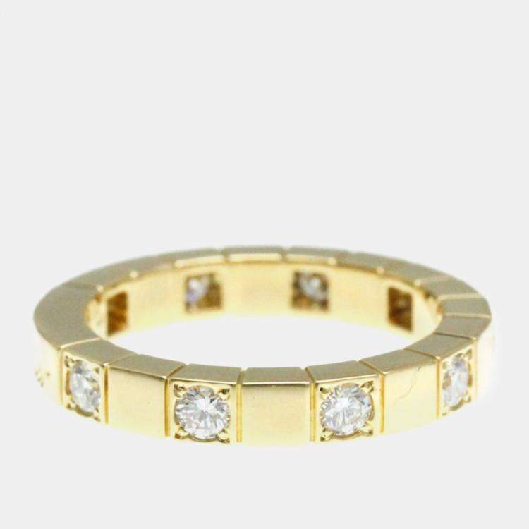 Pre Owned Cartier 18K Yellow Gold and Diamond Lanieres Band Ring EU 49