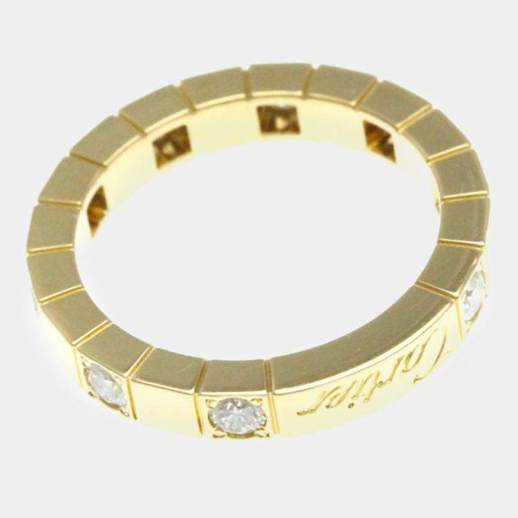 Pre Owned Cartier 18K Yellow Gold and Diamond Lanieres Band Ring EU 49