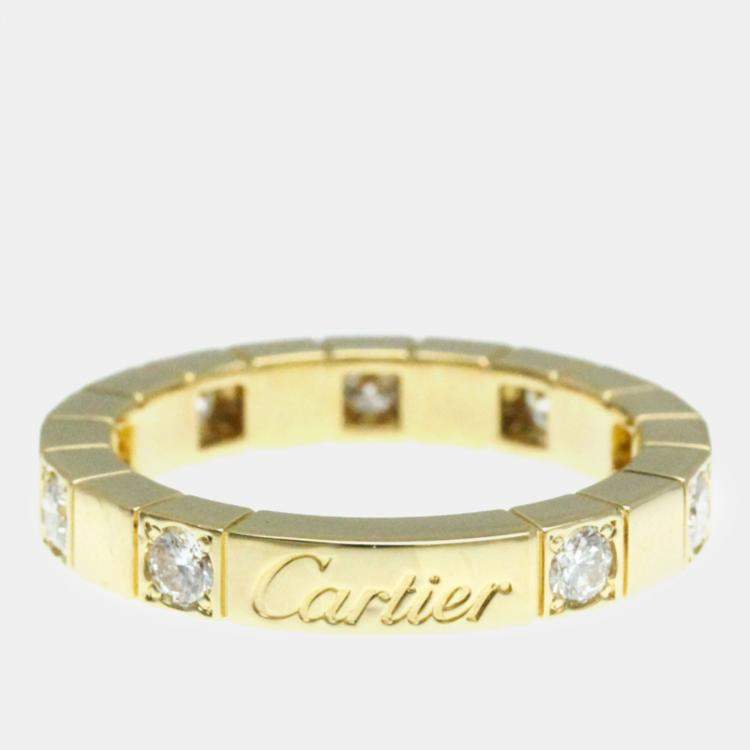 Pre Owned Cartier 18K Yellow Gold and Diamond Lanieres Band Ring EU 49