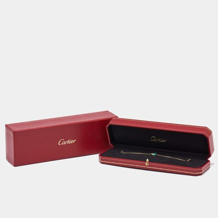 Pre Owned Cartier Amulette De Cartier Chrysoprase Diamond 18k Yellow Gold XS Model Bracelet 