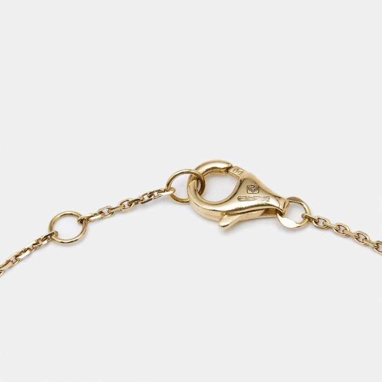 Pre Owned Cartier Amulette De Cartier Chrysoprase Diamond 18k Yellow Gold XS Model Bracelet 