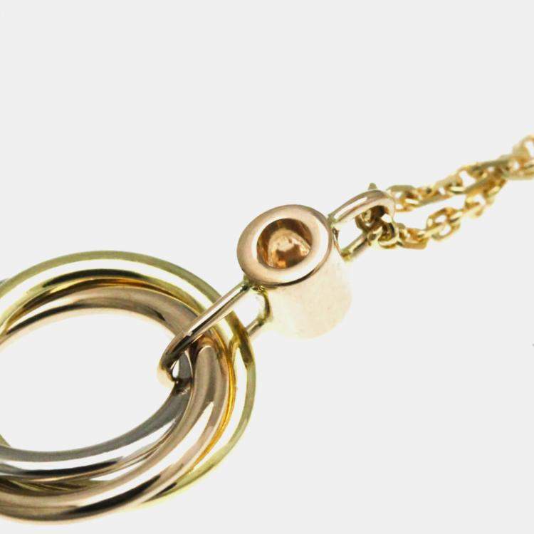 Pre Owned Cartier 18K Yellow, Rose, White Gold and Diamond Trinity Pendant Necklace