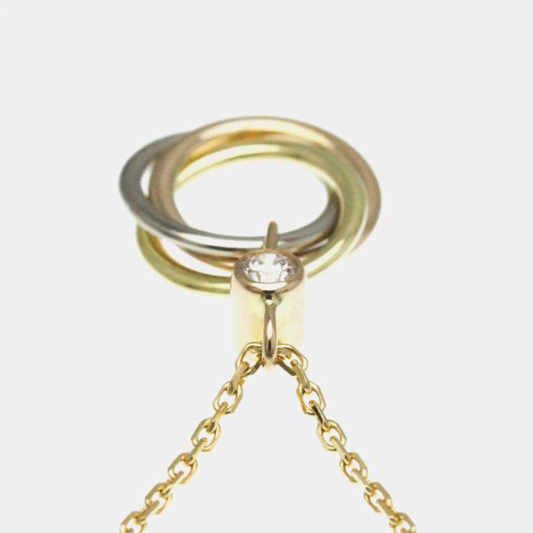 Pre Owned Cartier 18K Yellow, Rose, White Gold and Diamond Trinity Pendant Necklace