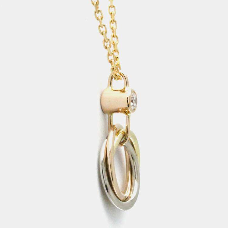 Pre Owned Cartier 18K Yellow, Rose, White Gold and Diamond Trinity Pendant Necklace