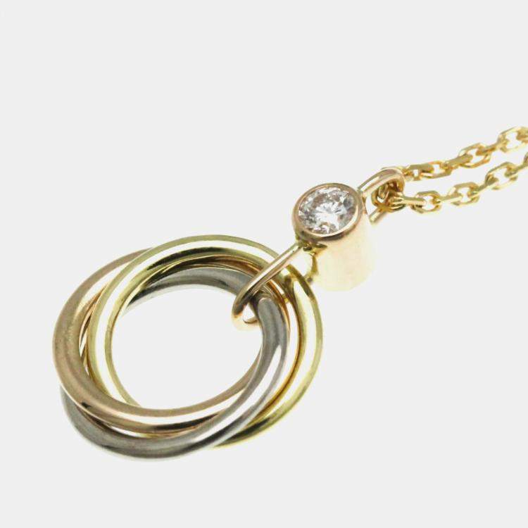 Pre Owned Cartier 18K Yellow, Rose, White Gold and Diamond Trinity Pendant Necklace