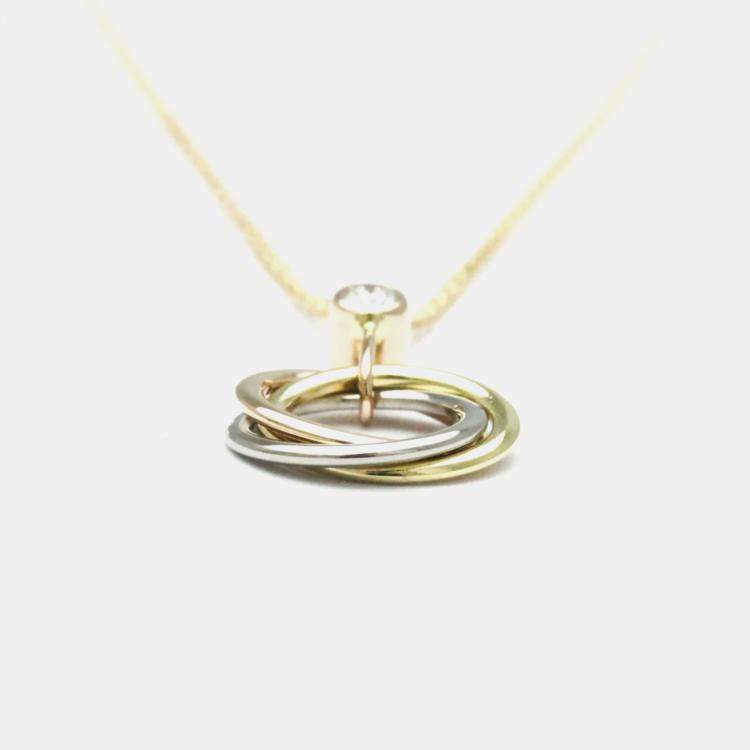 Pre Owned Cartier 18K Yellow, Rose, White Gold and Diamond Trinity Pendant Necklace