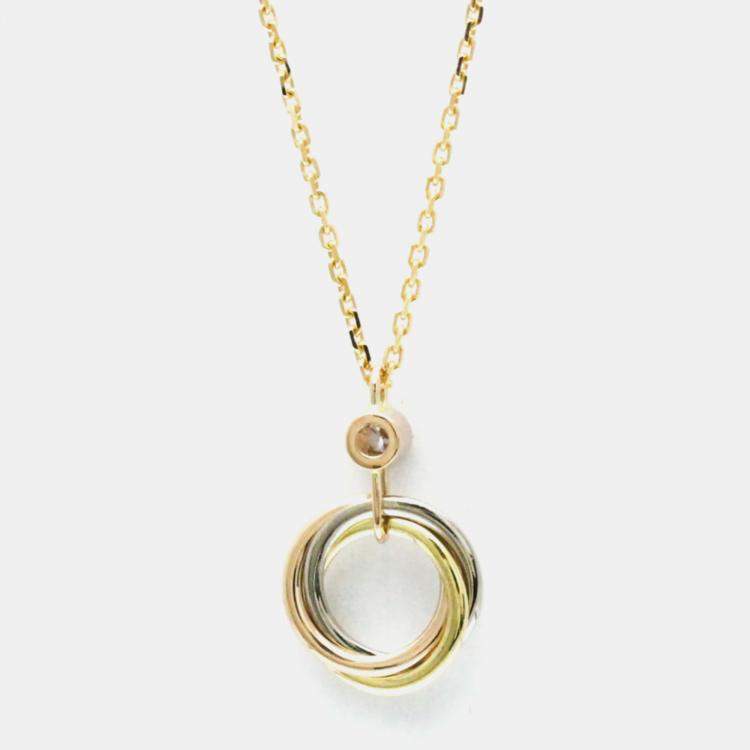 Pre Owned Cartier 18K Yellow, Rose, White Gold and Diamond Trinity Pendant Necklace