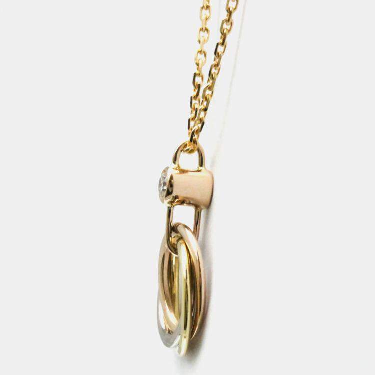 Pre Owned Cartier 18K Yellow, Rose, White Gold and Diamond Trinity Pendant Necklace