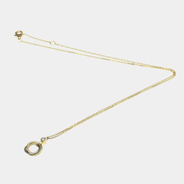 Pre Owned Cartier 18K Yellow, Rose, White Gold and Diamond Trinity Pendant Necklace