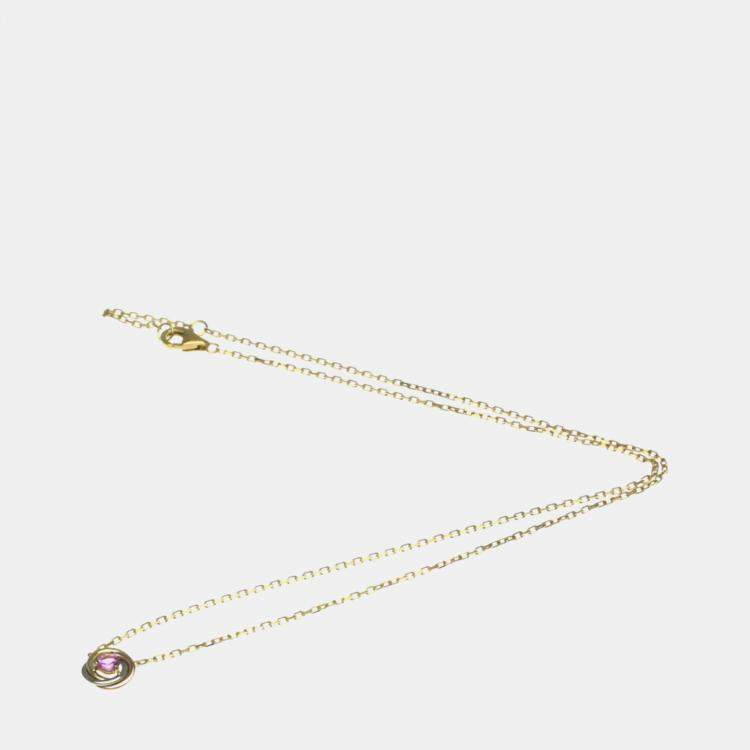 Pre Owned Cartier 18K Yellow, Rose, White Gold Trinity Pink Sapphire Necklace