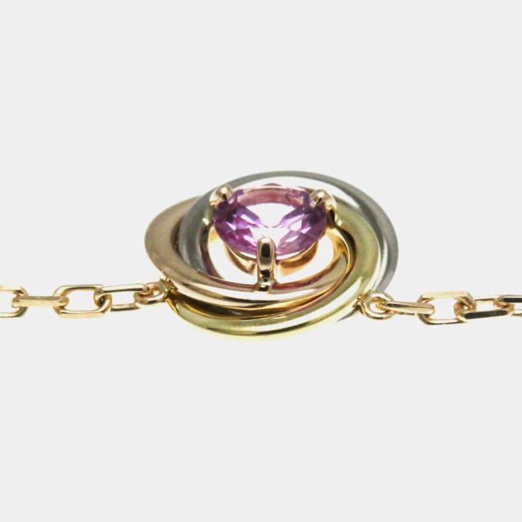 Pre Owned Cartier 18K Yellow, Rose, White Gold Trinity Pink Sapphire Necklace