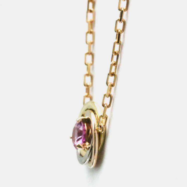 Pre Owned Cartier 18K Yellow, Rose, White Gold Trinity Pink Sapphire Necklace