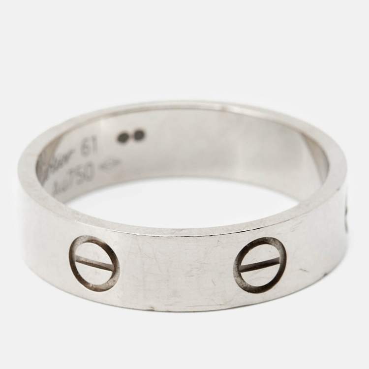 Pre Owned Cartier Love 18k White Gold Ring Size 61
