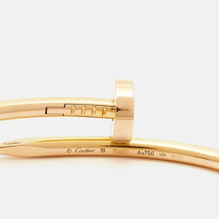 Pre Owned Cartier Juste Un Clou 18k Rose Gold Bracelet 19