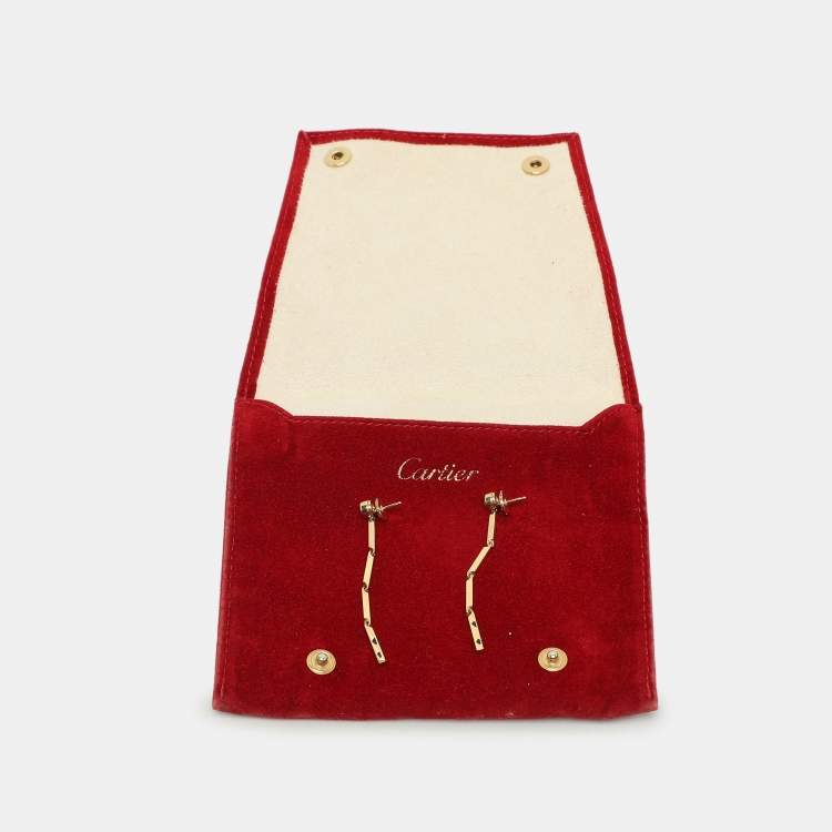 Pre Owned Cartier Panthère Diamond and Black Lacquer 18 Karat Gold Pendant Earrings