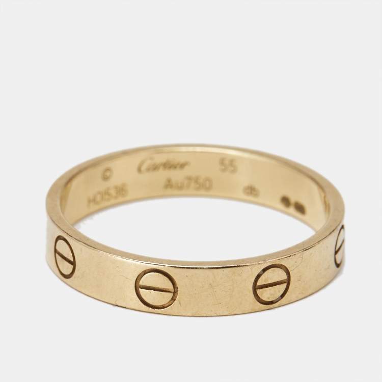 مملوكة مسبقًا Cartier Love 18k Yellow Gold Small Model Wedding Band Ring Size 55