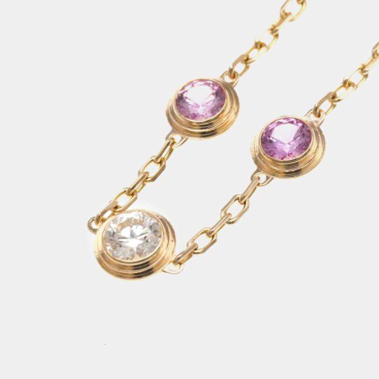 Pre Owned Cartier 18K Rose Gold, Sapphire and Diamond d'Amour Chain Bracelet