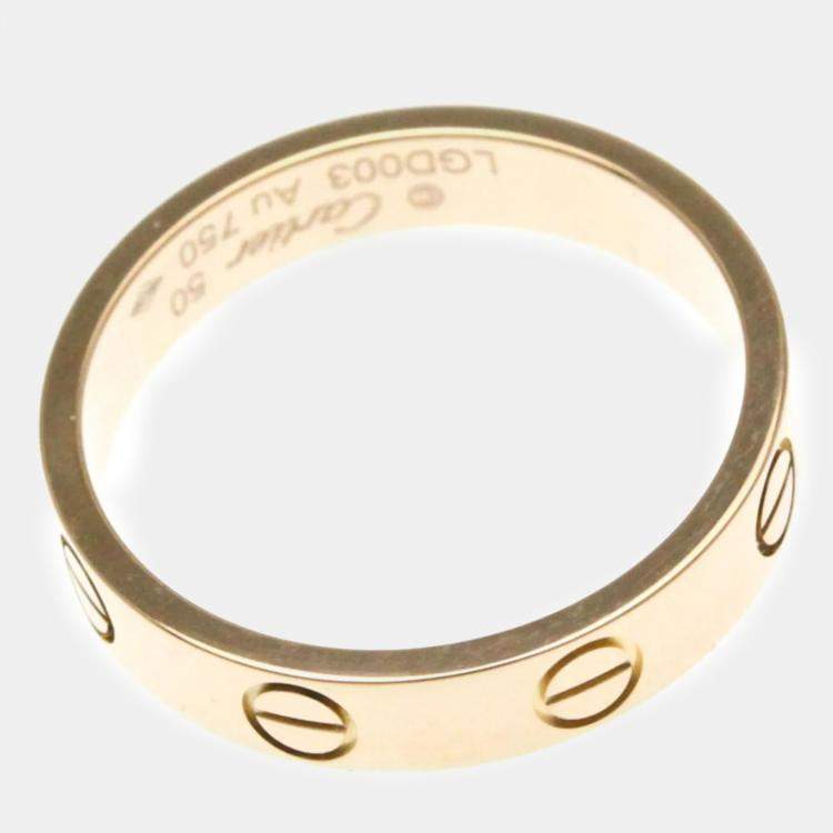 Pre Owned Cartier 18K Rose Gold Love Band Ring EU 50