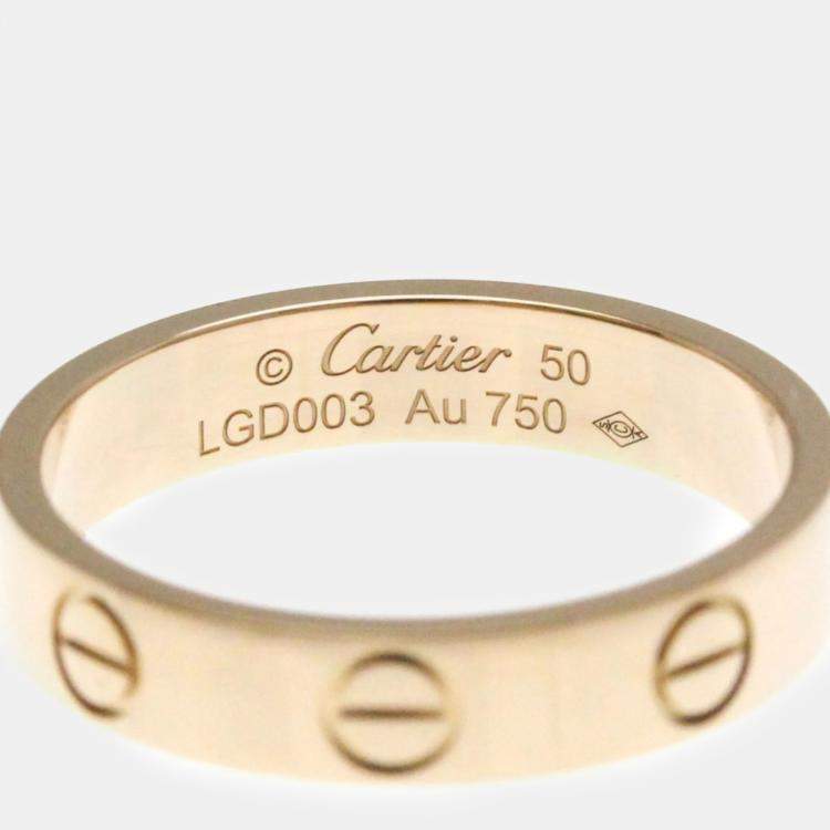 Pre Owned Cartier 18K Rose Gold Love Band Ring EU 50