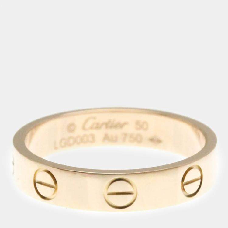 Pre Owned Cartier 18K Rose Gold Love Band Ring EU 50